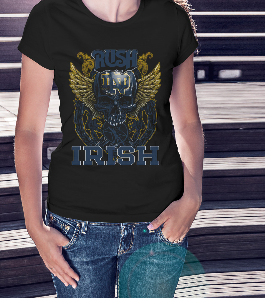 Rush Notre Dame ND Skull Wings Irish T-Shirt