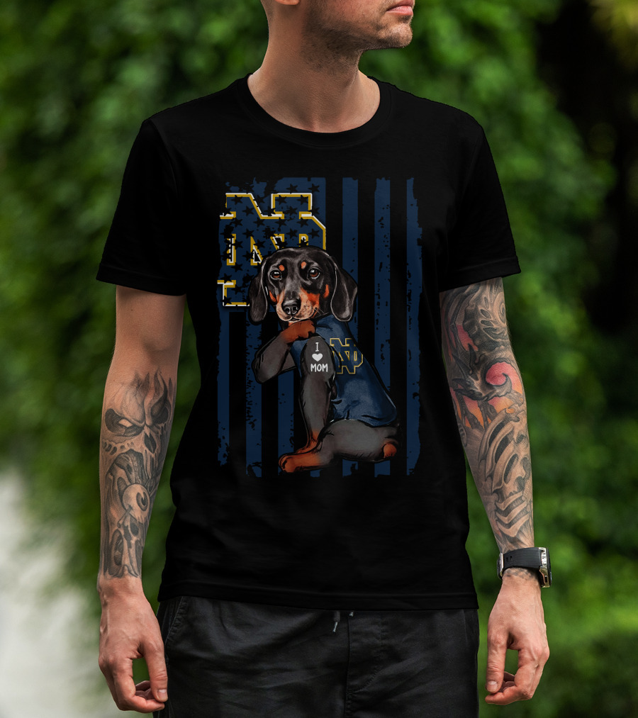 Dachshund Notre Dame Fighting Irish I Love Mom ND T-Shirt