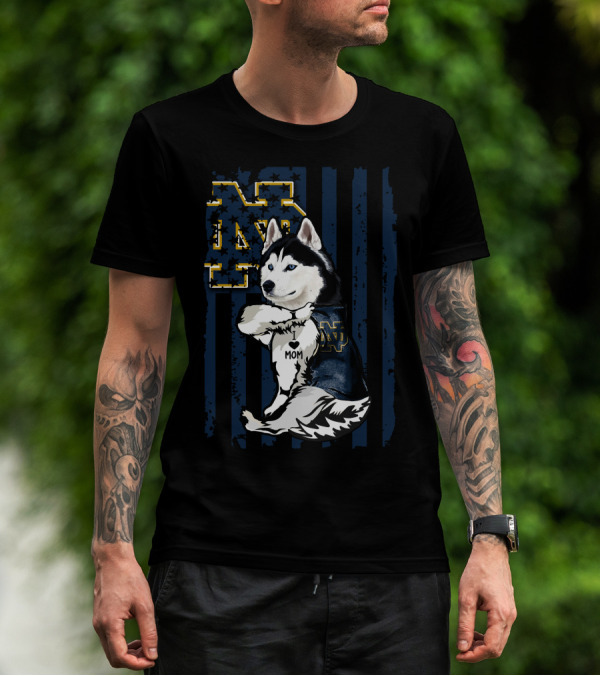 Notre Dame Fighting Irish Siberian Husky I Love Mom T-Shirt