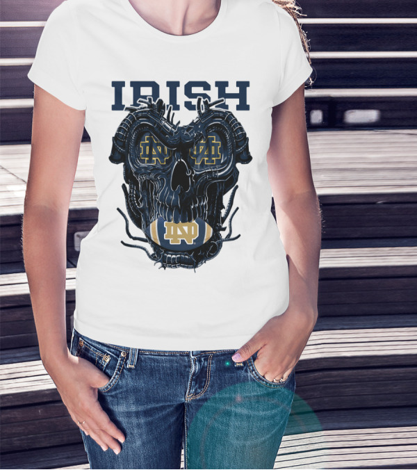 Dragonskull Notre Dame Irish ND Football Skull T-Shirt