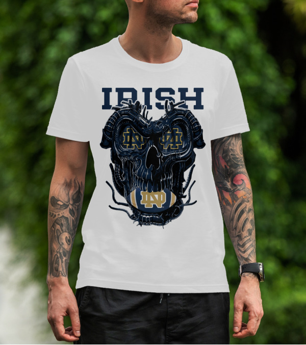 Dragonskull Notre Dame Irish ND Football Skull T-Shirt