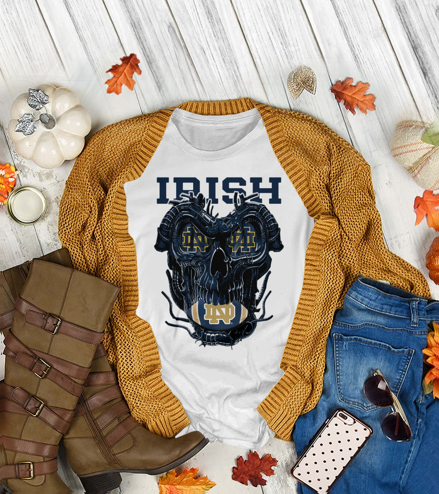 Dragonskull Notre Dame Irish ND Football Skull T-Shirt