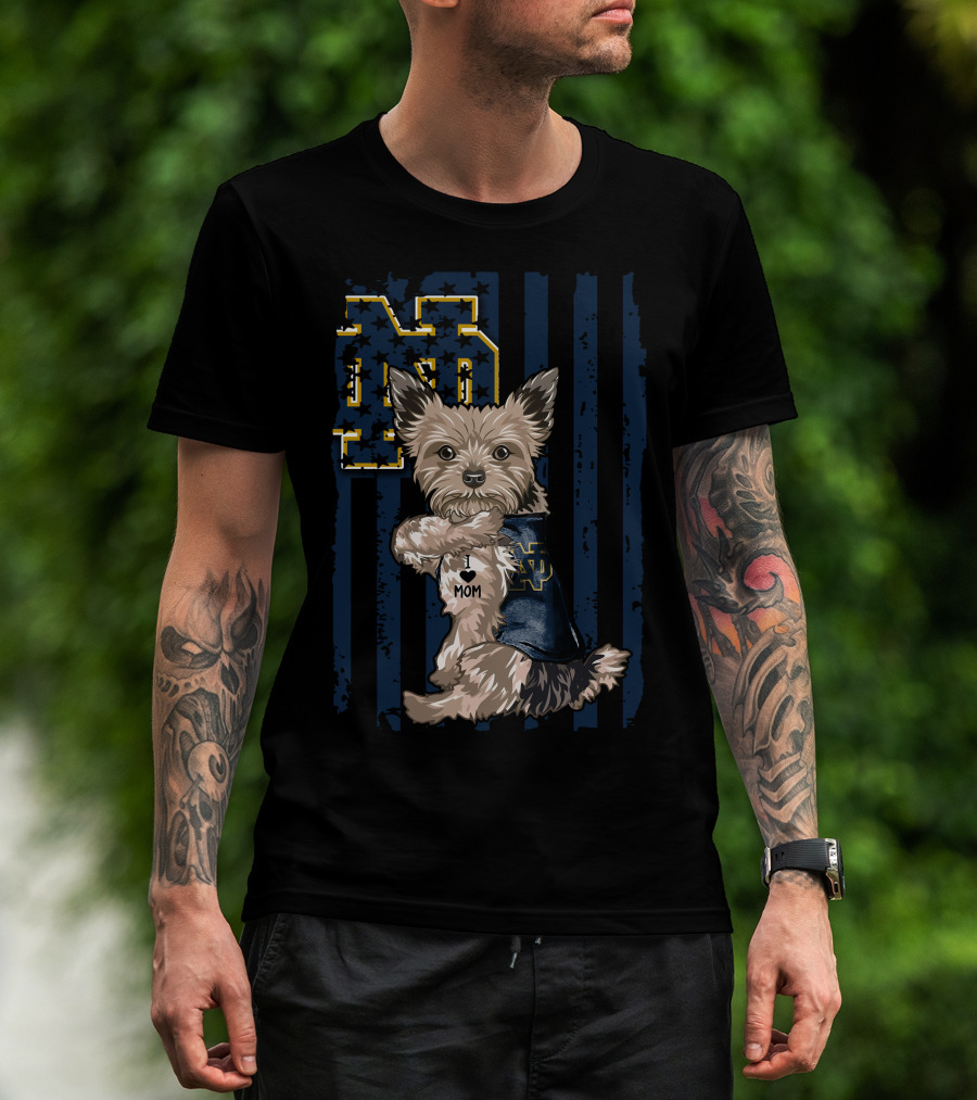 Notre Dame Fighting Irish Yorkshire Terrier I Love Mom T-Shirt