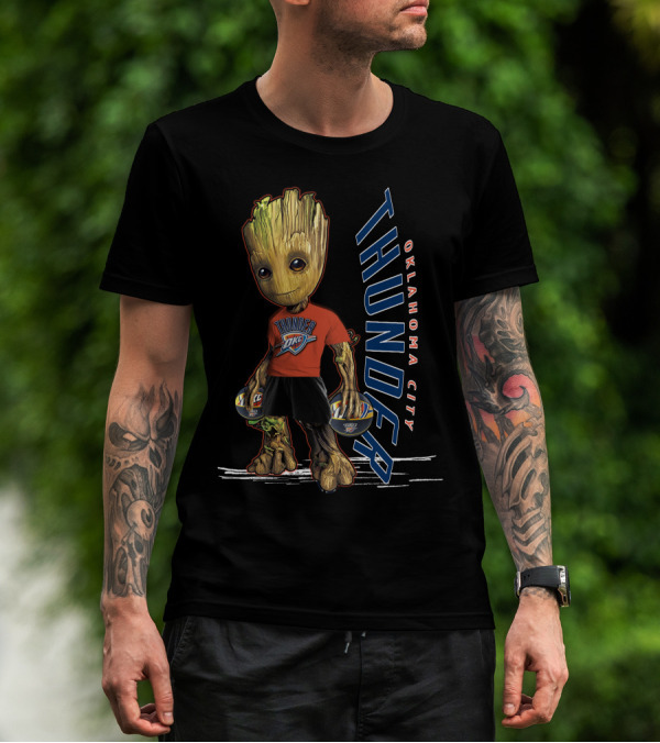 Groot Holding Oklahoma City Thunder Basketballs T-Shirt