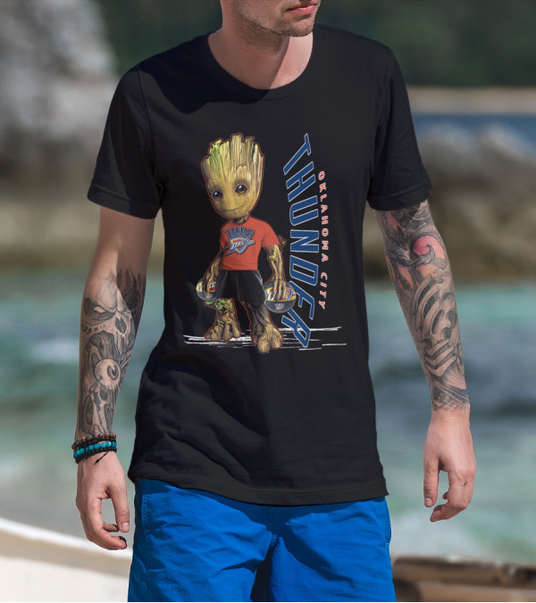 Groot Holding Oklahoma City Thunder Basketballs T-Shirt