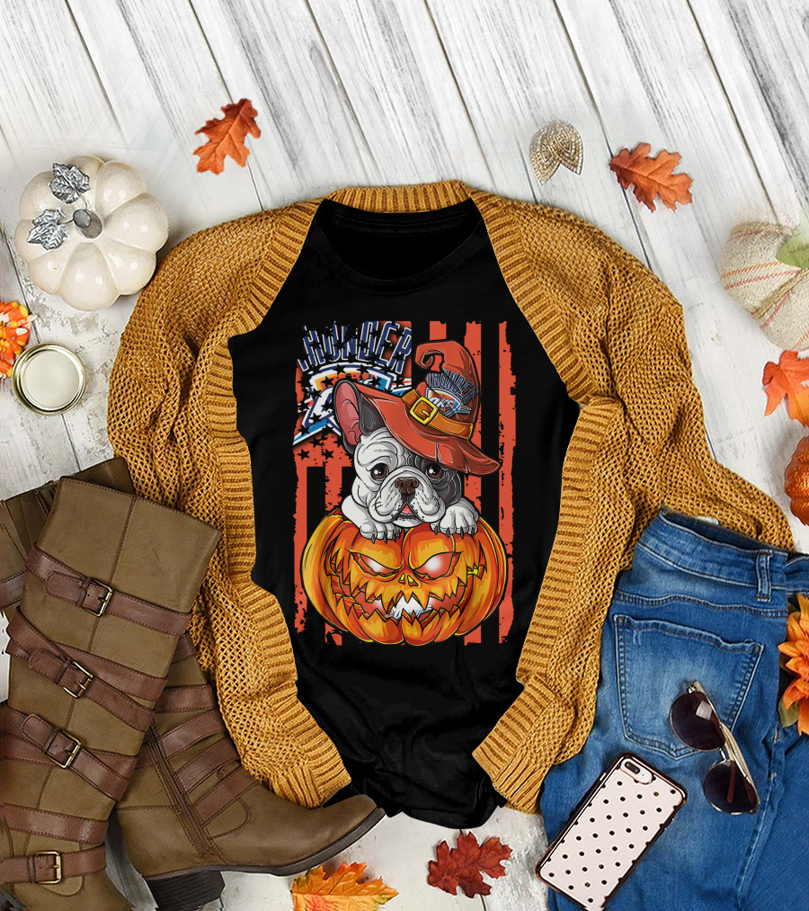 Hlw Bulldog Oklahoma City Thunder Halloween Pumpkin T-Shirt