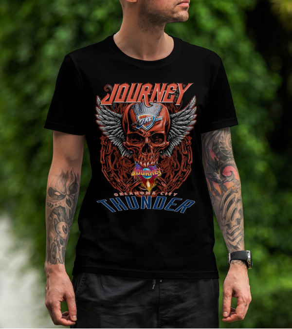 Journey Oklahoma City Thunder Skull Wings T-Shirt