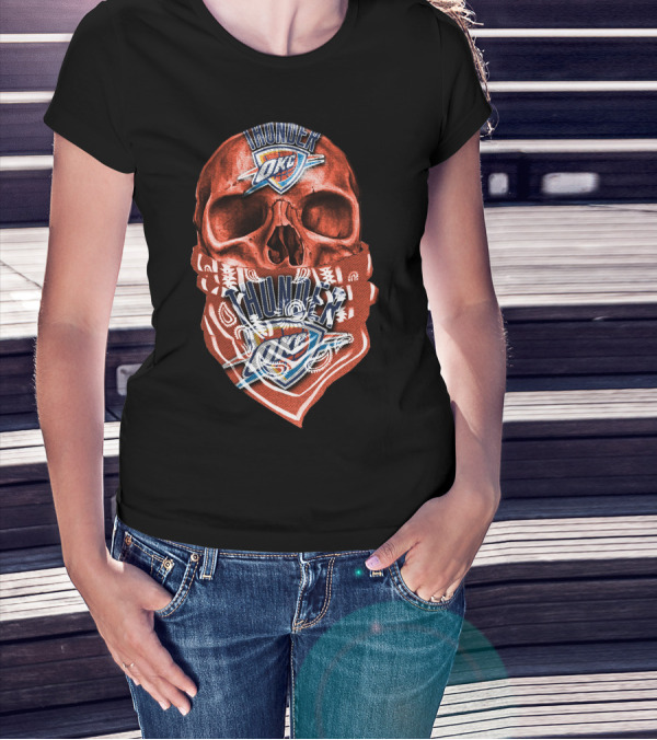 Skull Oklahoma City Thunder Logo Bandana T-Shirt