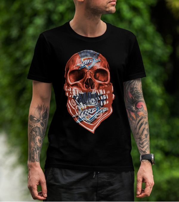 Skull Oklahoma City Thunder Logo Bandana T-Shirt