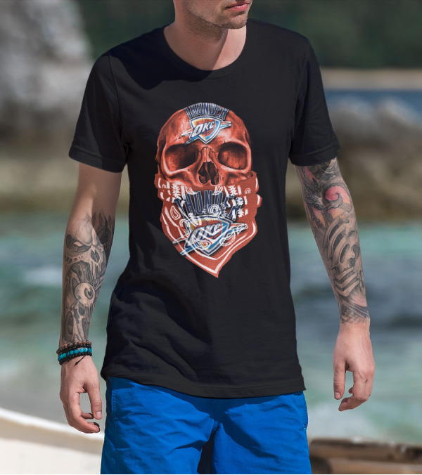 Skull Oklahoma City Thunder Logo Bandana T-Shirt