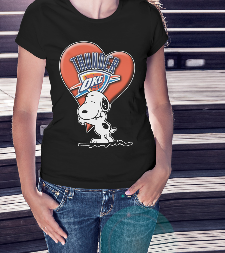 Snp V1 Oklahoma City Thunder Okc Snoopy Heart T-Shirt