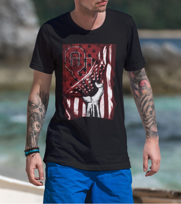 Oklahoma Sooners Flag Stars And Stripes Hand T-Shirt