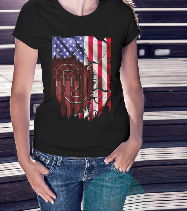 American Flag Oklahoma Sooners OU T-Shirt