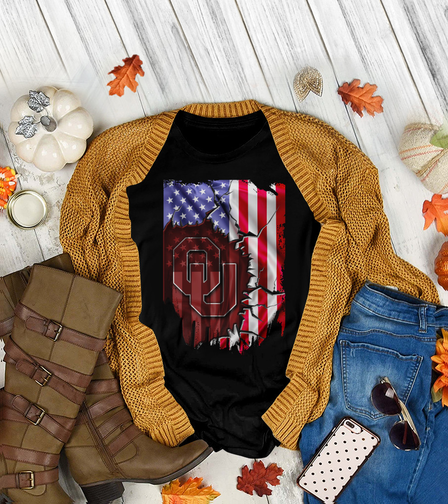 American Flag Oklahoma Sooners OU T-Shirt
