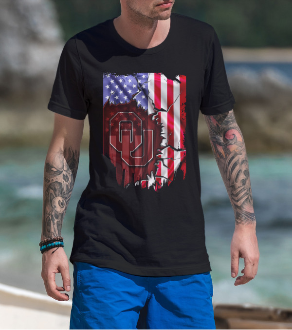 American Flag Oklahoma Sooners OU T-Shirt