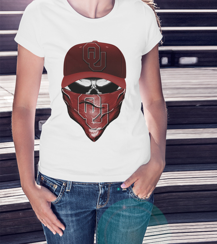 OU Skull Red Cap Bandana Oklahoma Sooners T-Shirt