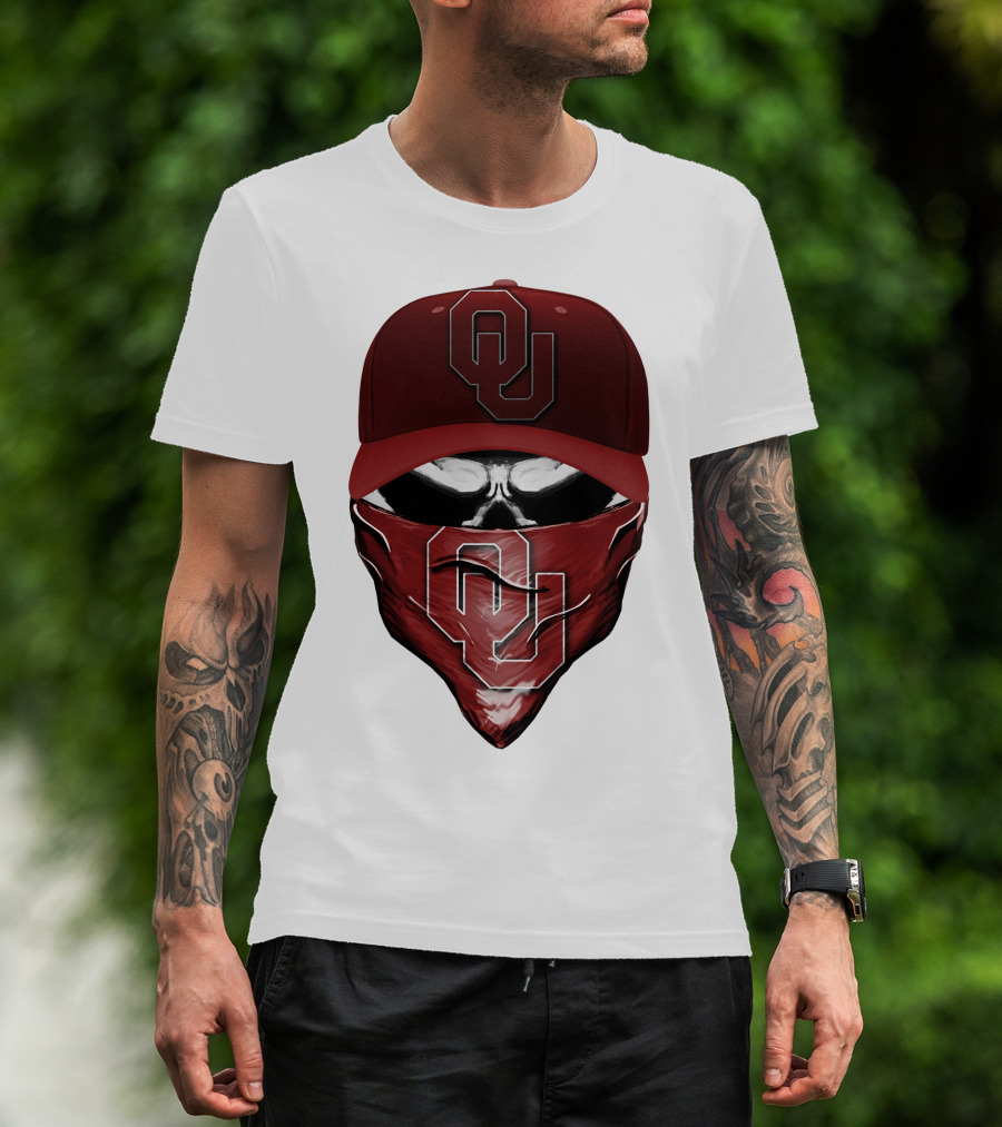 OU Skull Red Cap Bandana Oklahoma Sooners T-Shirt