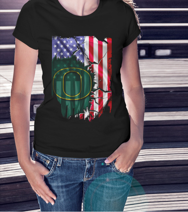 American Flag Oregon Ducks T-Shirt