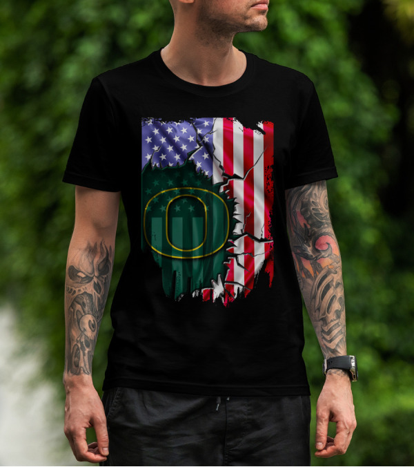American Flag Oregon Ducks T-Shirt