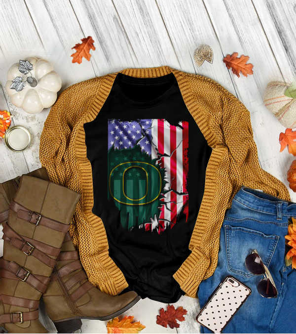 American Flag Oregon Ducks T-Shirt