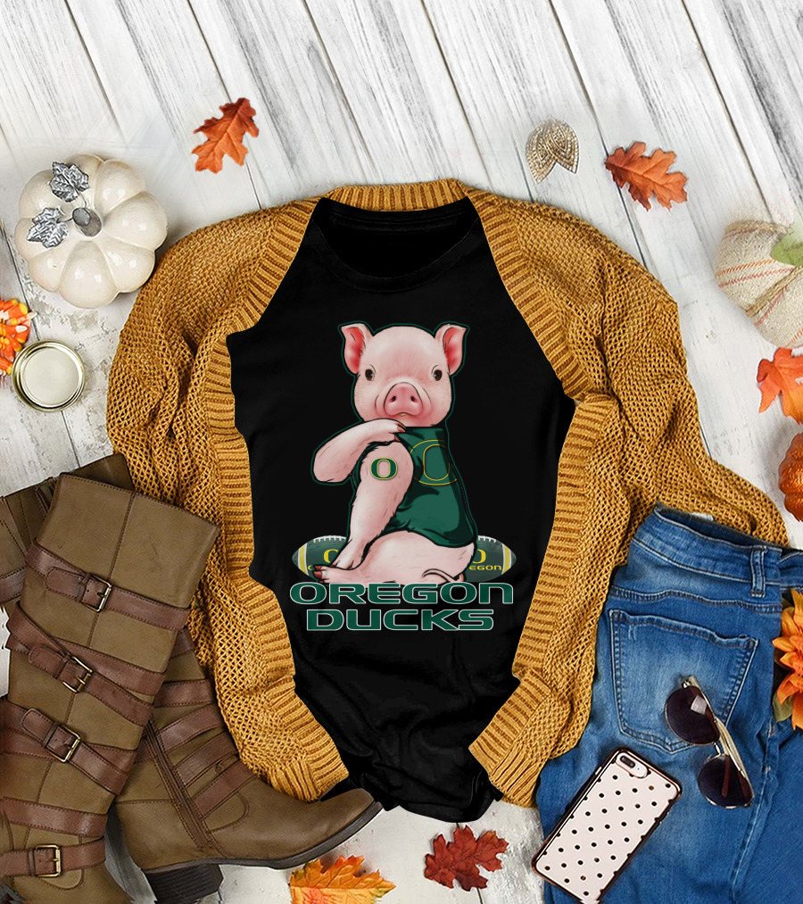 Pig Wearing Oregon Ducks Football Jersey T-Shirt