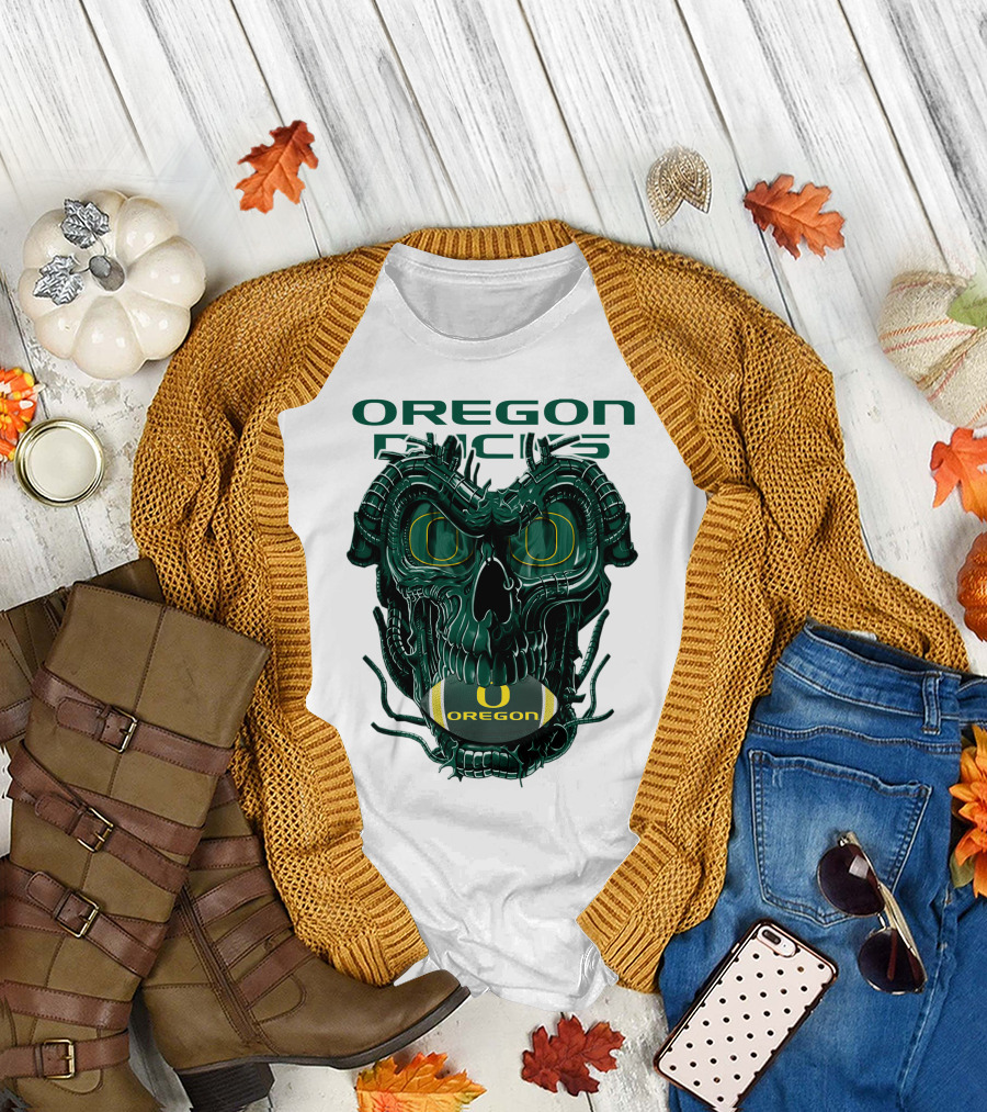 Oregon Ducks Dragonskull Football Fusion T-Shirt