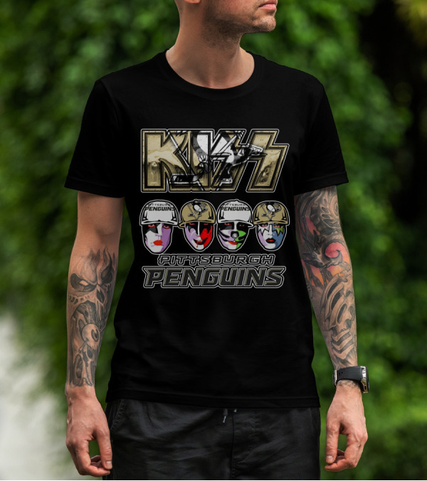Kiss Pittsburgh Penguins Face Paint Hockey Collaboration T-Shirt