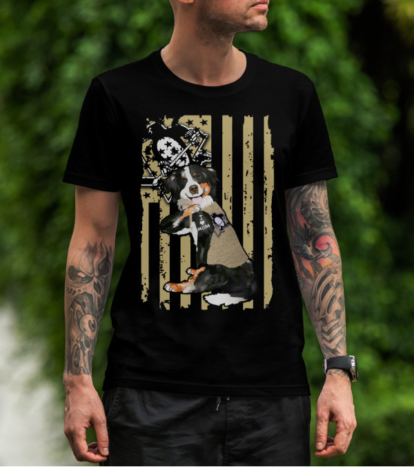 Border Collie I Love Mom Pittsburgh Penguins Background T-Shirt
