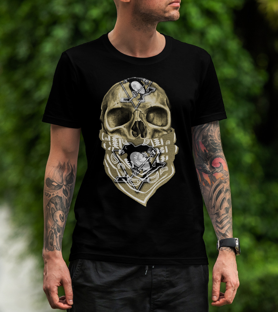 Skull Pittsburgh Penguins Hockey Bandana T-Shirt