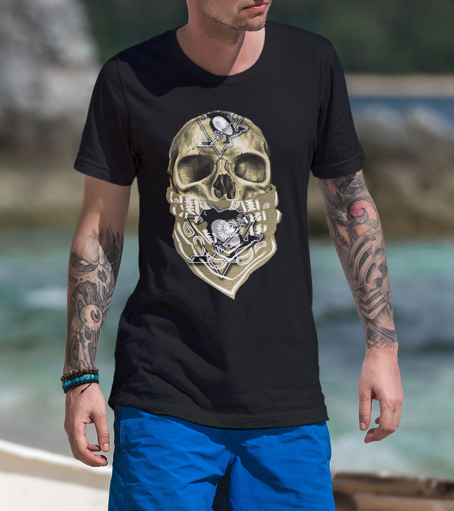 Skull Pittsburgh Penguins Hockey Bandana T-Shirt