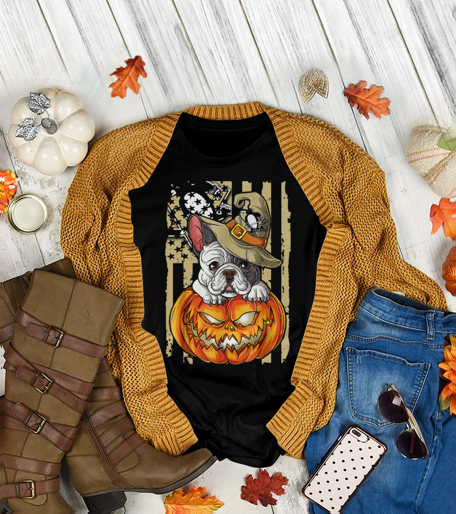 Hlw Bulldog Pumpkin Pittsburgh Penguins Halloween T-Shirt