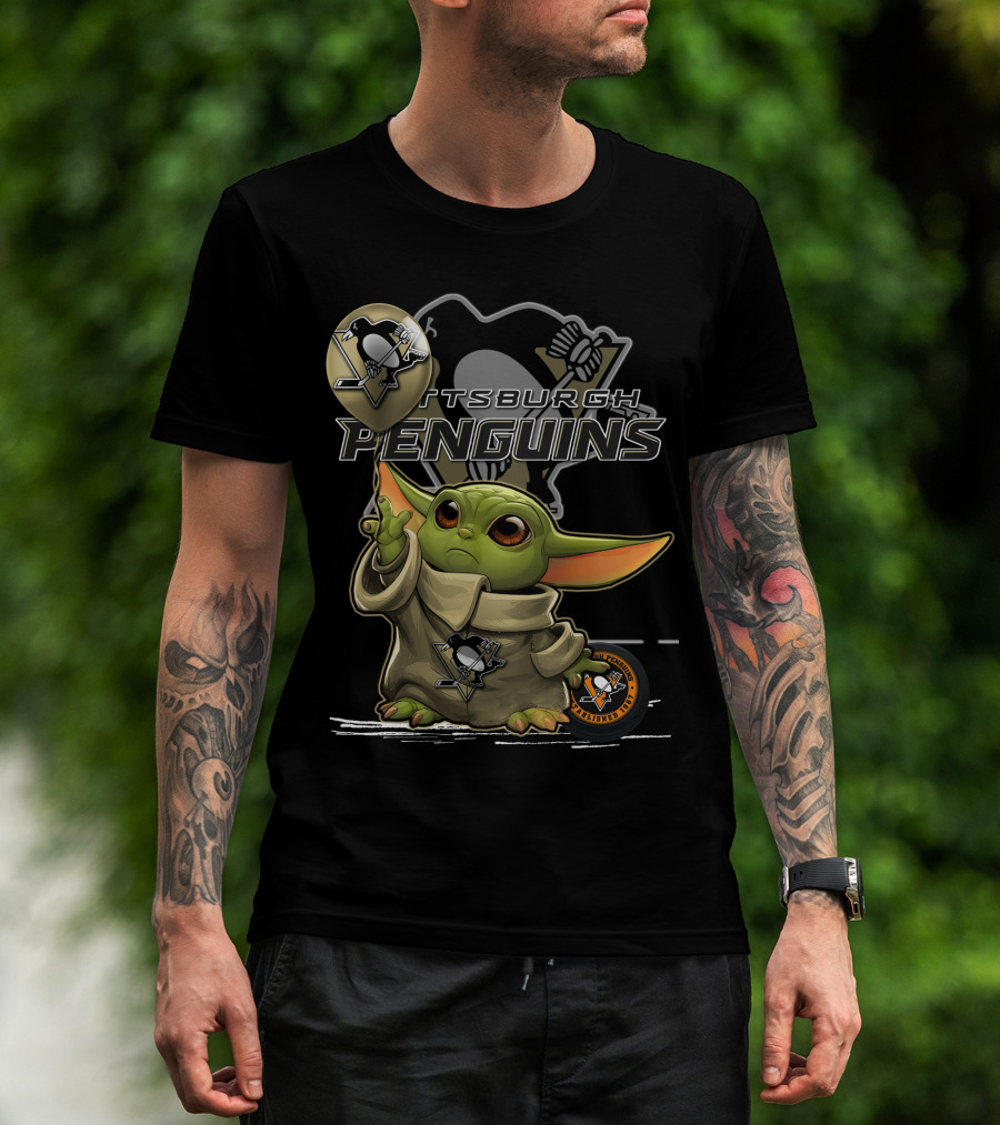 Yoda Pittsburgh Penguins Hockey Force Baby Alien T-Shirt