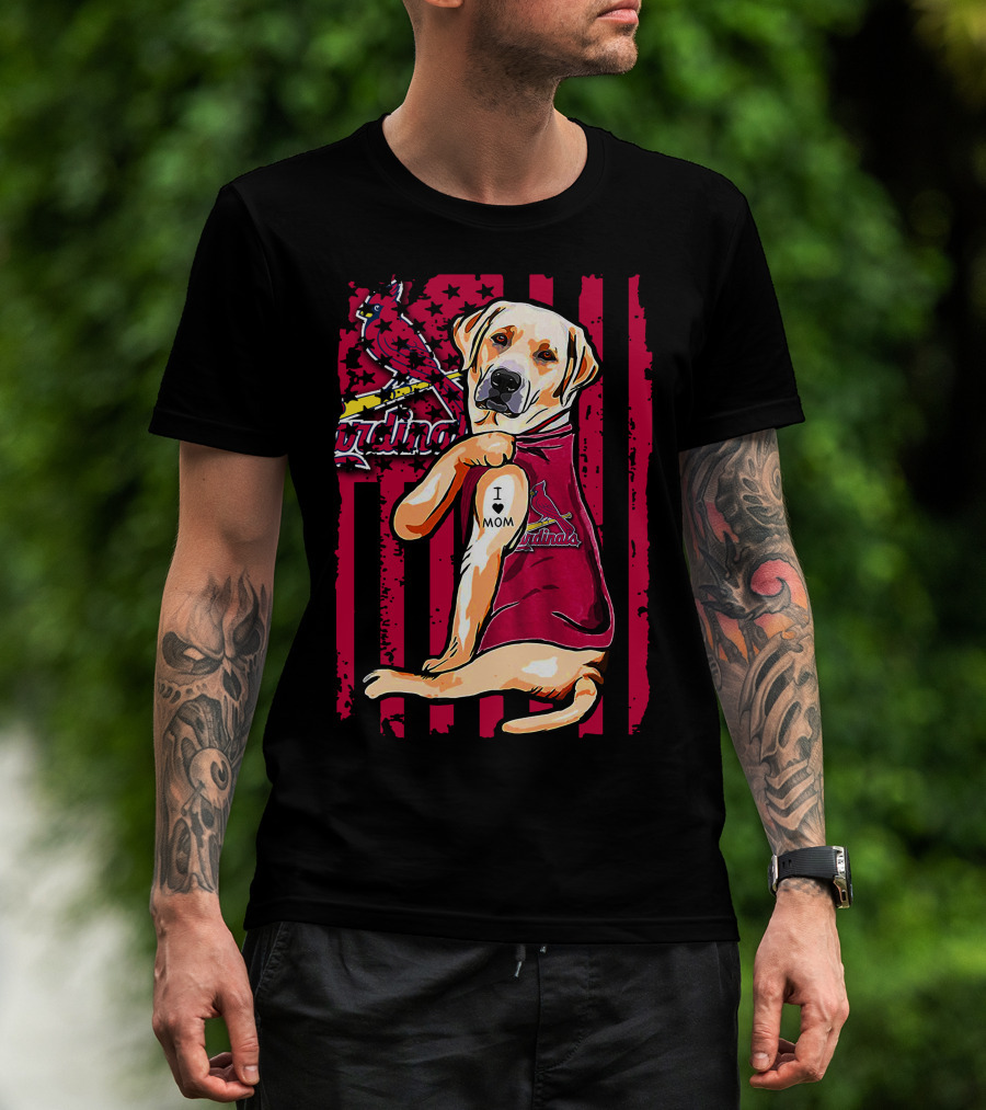 Labrador Retriever I Love Mom St. Louis Cardinals T-Shirt