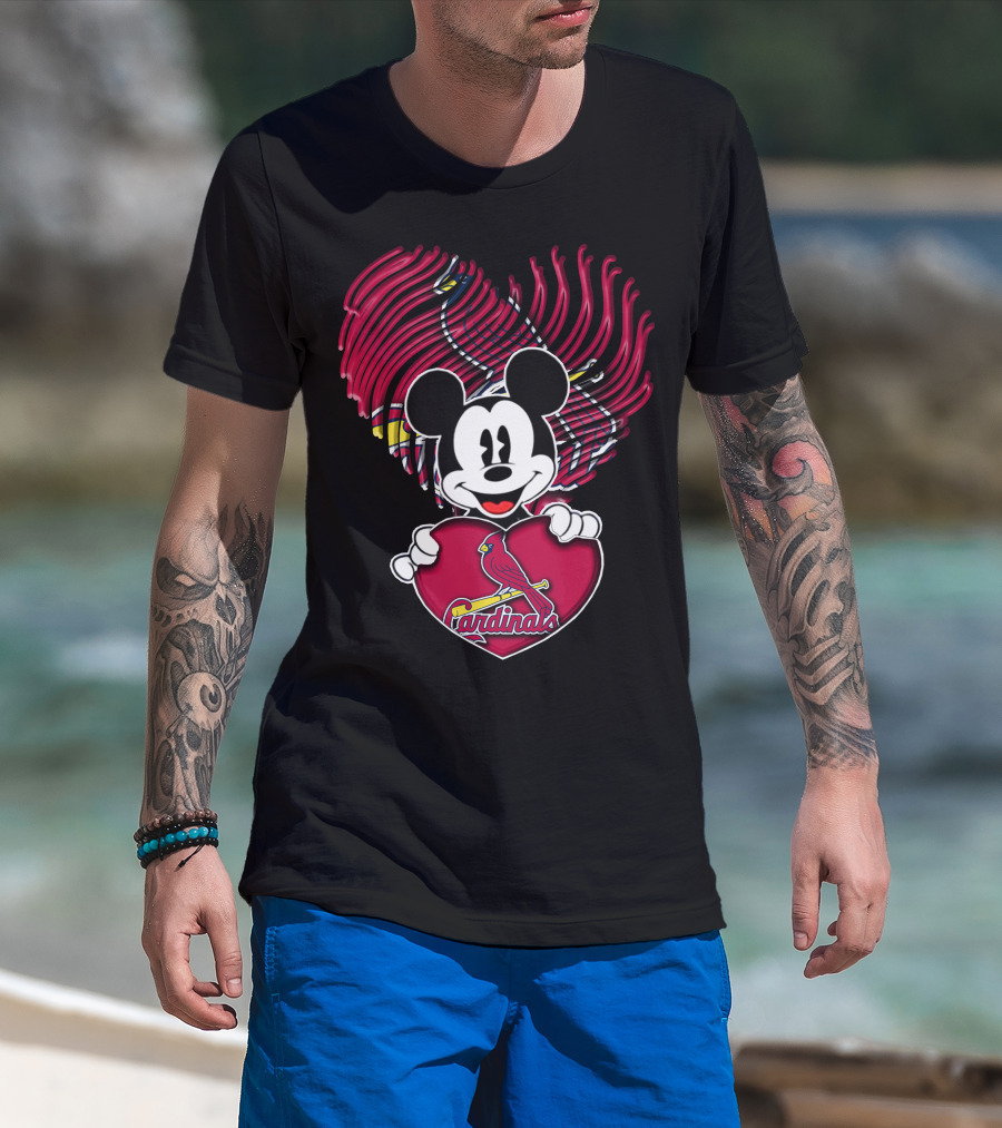 Mickey Mouse St. Louis Cardinals Heart T-Shirt
