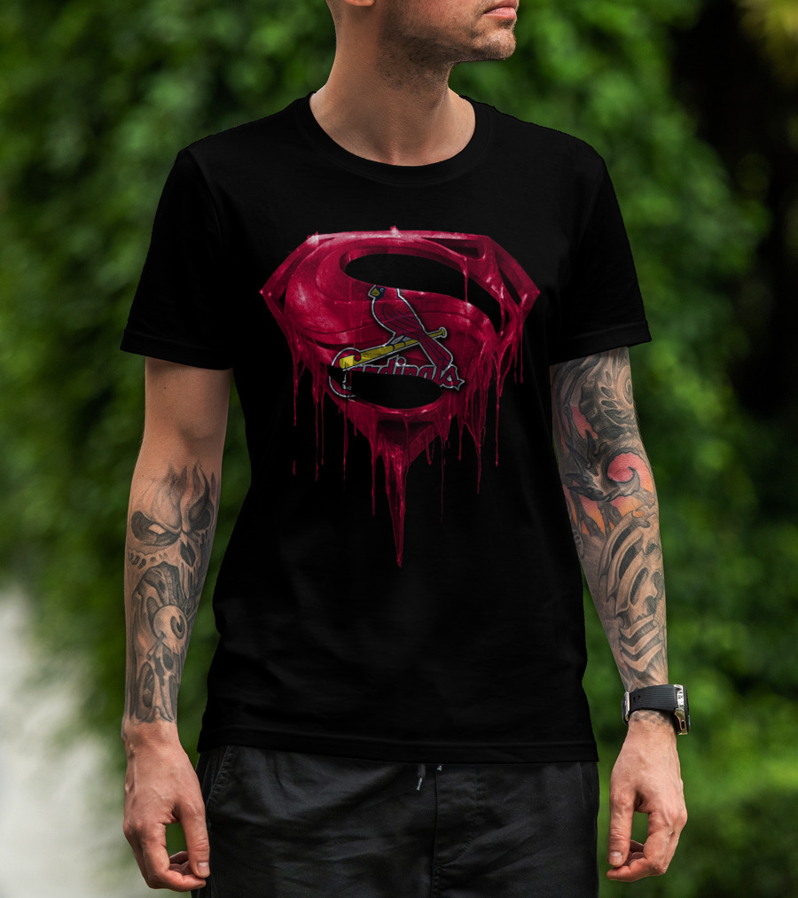 Superman Logo St. Louis Cardinals Fusion Dripping Effect T-Shirt