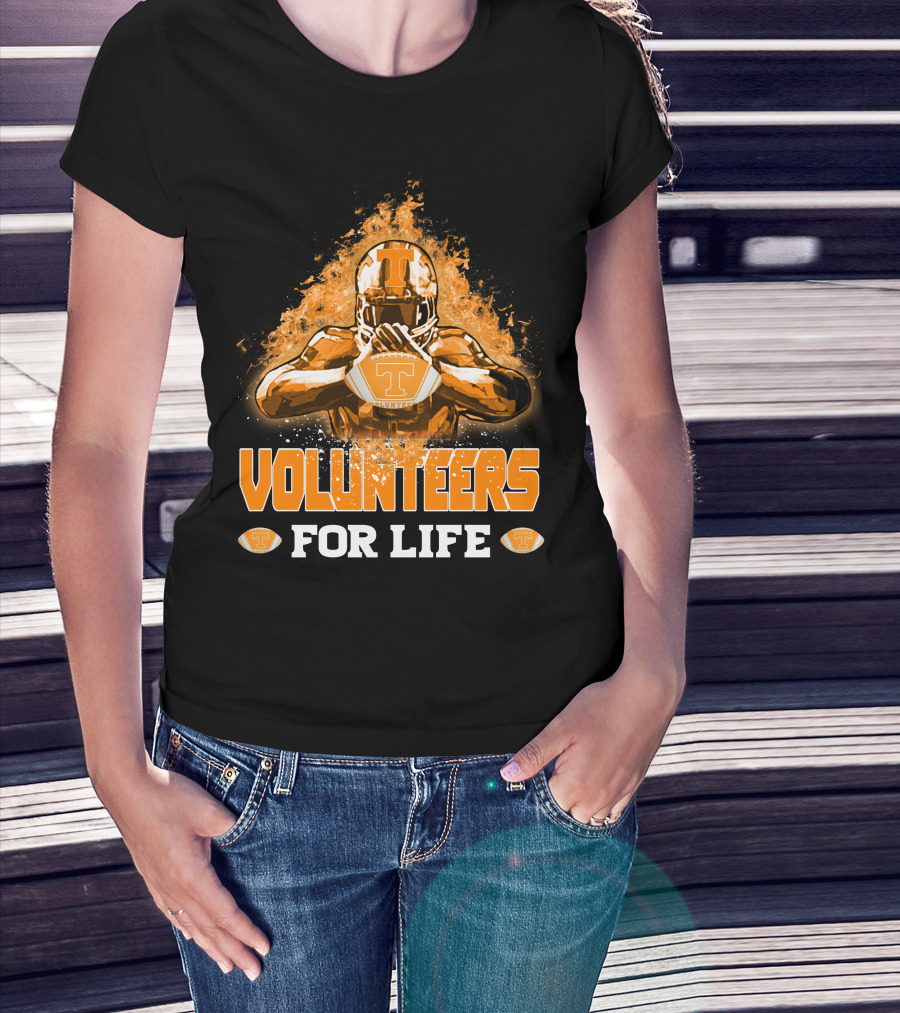 Volunteers For Life Tennessee Football Player Flames T-Shirt