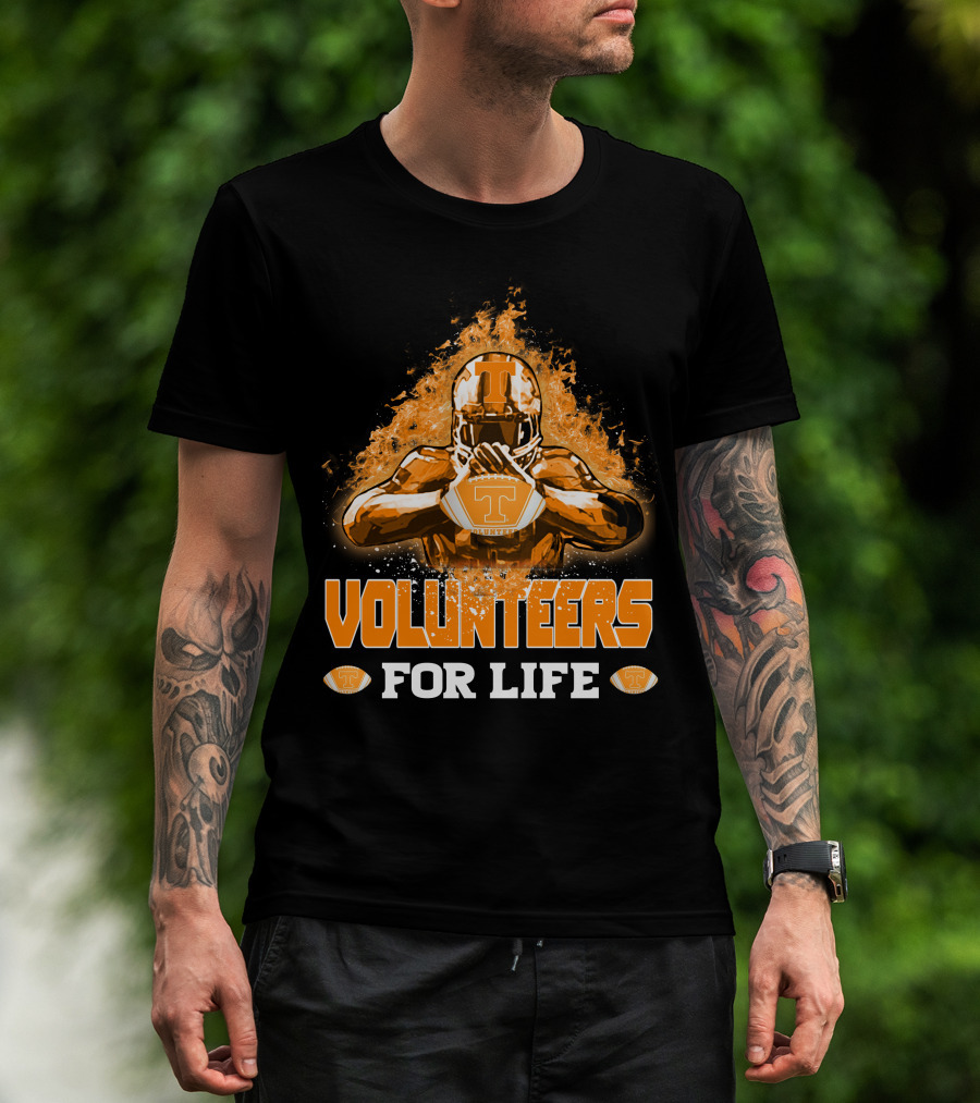 Volunteers For Life Tennessee Football Player Flames T-Shirt