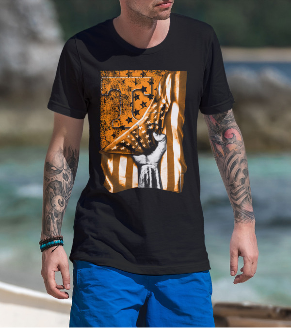 Tennessee Volunteers Flag Grunge Stars Stripes Fist Orange T T-Shirt