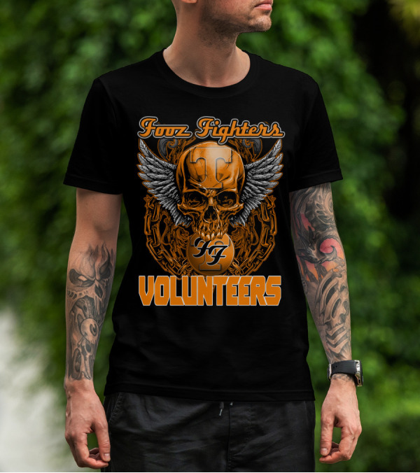Fooz Fighters Volunteers Tennessee Skull Wings T-Shirt