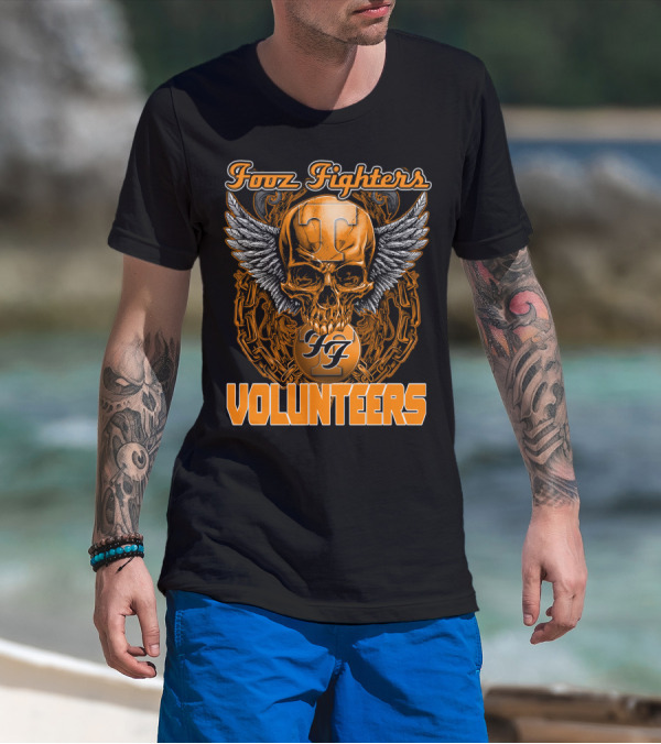 Fooz Fighters Volunteers Tennessee Skull Wings T-Shirt