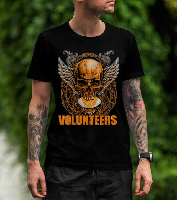 Winged Skull Tennessee Volunteers Football Orange Chains T-Shirt