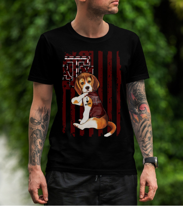 Texas A&M Aggies Beagle I Love Mom T-Shirt