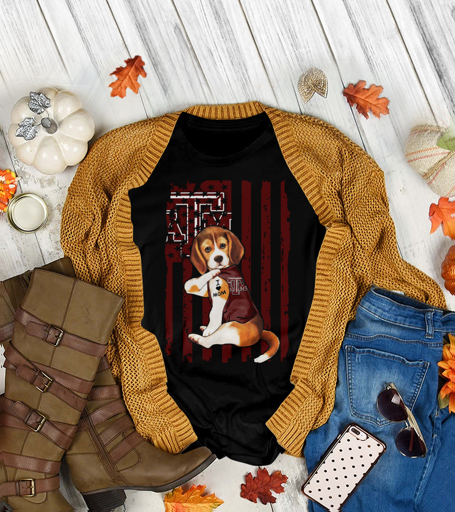 Texas A&M Aggies Beagle I Love Mom T-Shirt