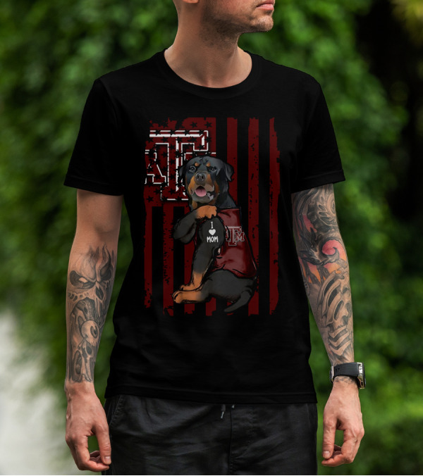 Rottweiler Texas A&M Aggies I Love Mom T-Shirt
