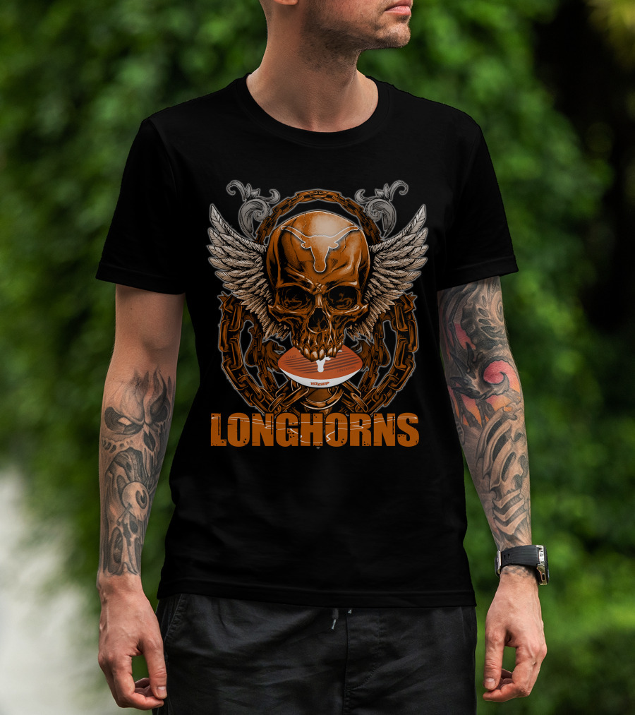 Longhorns Skull Football Wings Texas Longhorns T-Shirt
