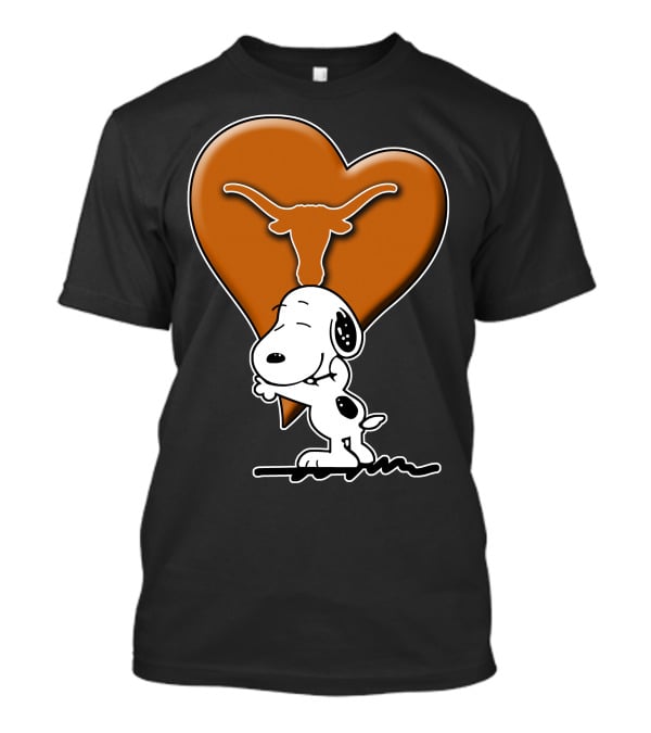 Snoopy Love Texas Longhorns Heart Snoopy Hug T-Shirt