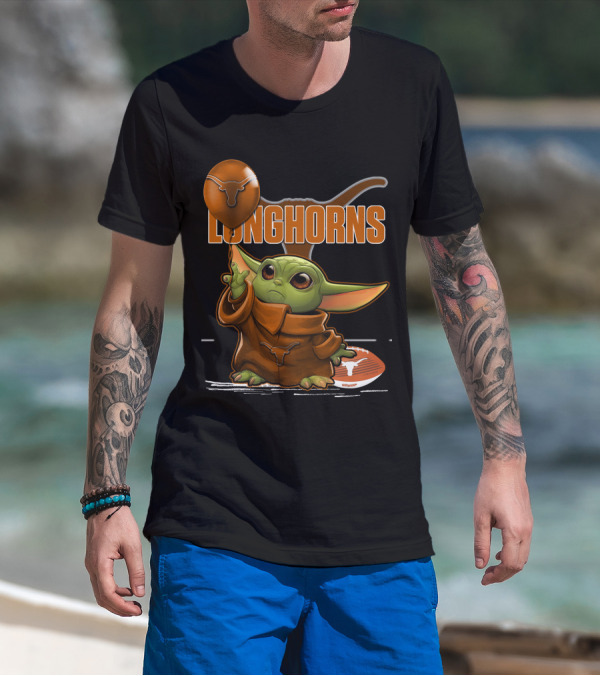 Yoda Longhorns Football Ball Texas T-Shirt