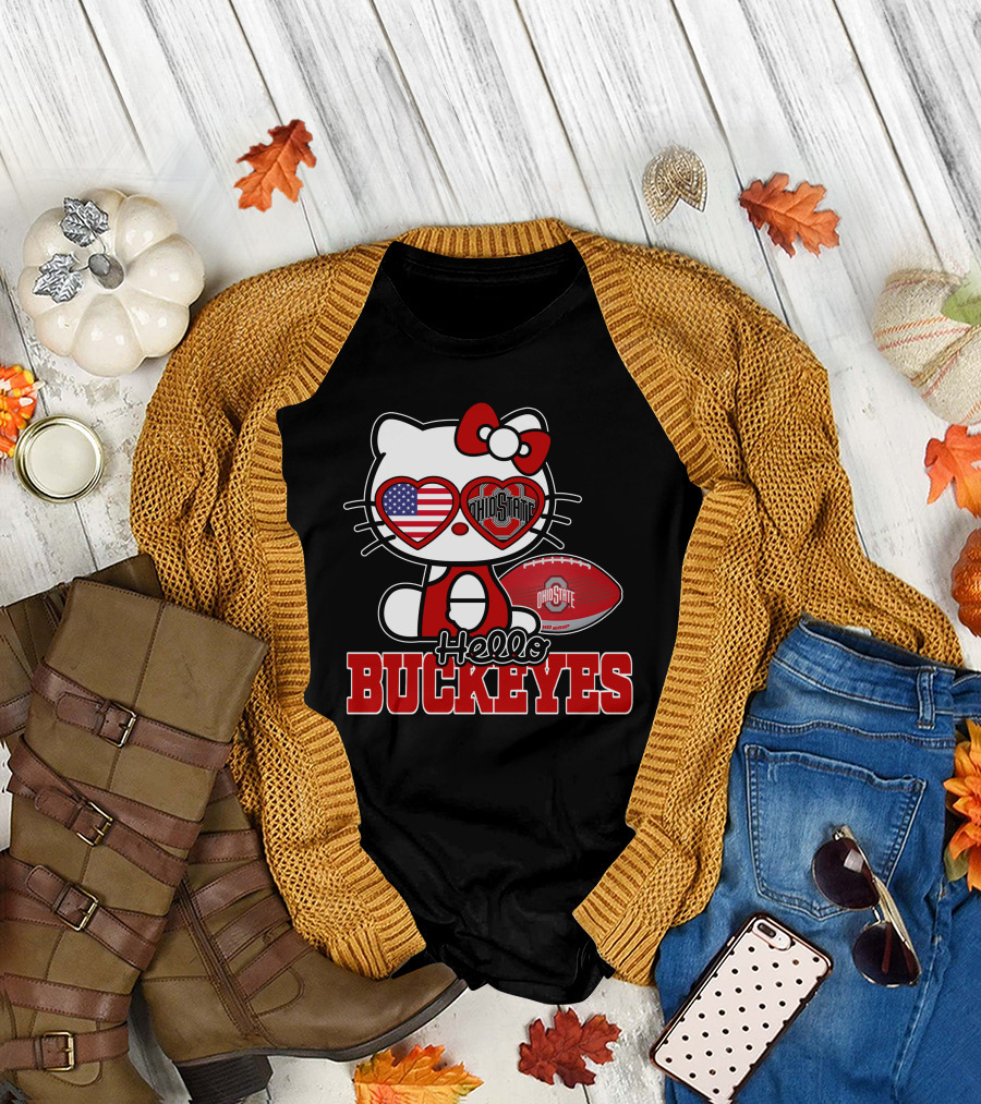 Hello Kitty Ohio State Buckeyes American Football Fan T-Shirt