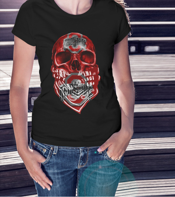 Ohio State Buckeyes Skull With Bandana T-Shirt