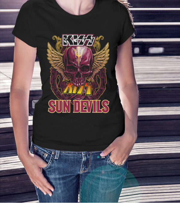 KISS Sun Devils Skull With Wings And Chain T-Shirt